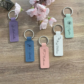 Personalized Leather Keychain Custom Engraved Name Gift, 3 of 6