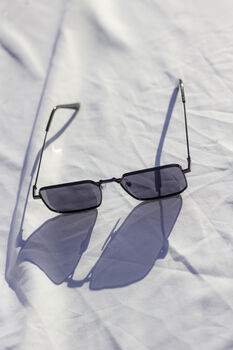 Black Nose Bridge Angular Rectangle Aviator Sunglasses, 5 of 7