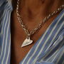 Silver Belcher Chain Heart Necklace, thumbnail 3 of 7