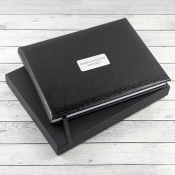 Personalised Black Leather Memoriam Book, 10 of 12