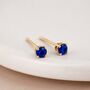 Solid 9ct Gold September Sapphire Birthstone Stud Earrings – 4mm, thumbnail 1 of 6