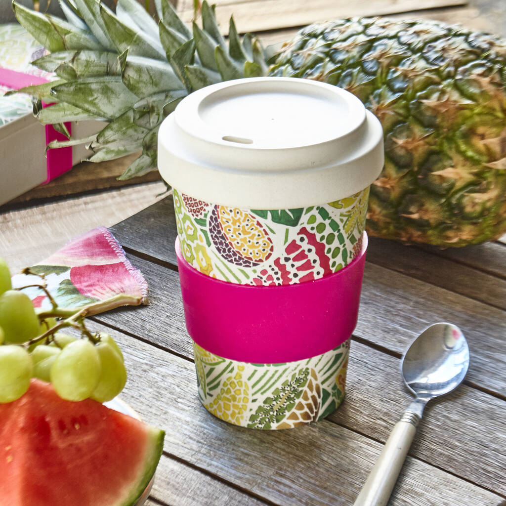 Tropical Fruit Eco Friendly Bamboo Travel Mug By Milly Green