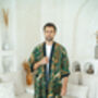 Men's Batik Kimono Robe In Green, thumbnail 2 of 7