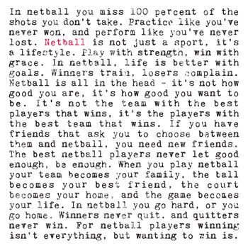 Netball Quotes Gift Print, 3 of 7