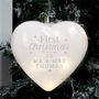 Personalised First Christmas LED Glass Heart Christmas Bauble, thumbnail 1 of 4