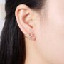 Gold Leaf Cz Cluster Huggie Earrings, thumbnail 2 of 7