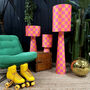 Handmade Checkerboard Velvet Lamps In Tutti Frutti, thumbnail 1 of 5