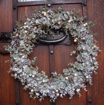 Christmas Wreath With Frosted Eucalyptus And Berries, 5 of 8