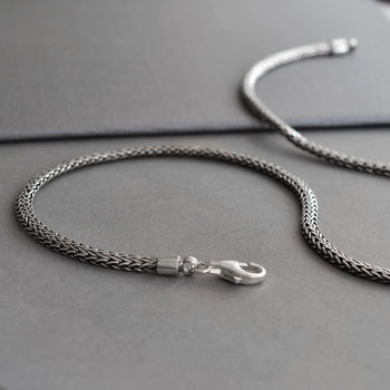 Sterling Silver Oval Snake Necklace, 2 of 8