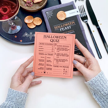 Halloween Table Menu And Optional Spooky Quiz Card, 4 of 8