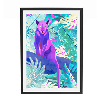 Pink Panther In The Neon Jungle Tropical Wall Art Print, 4 of 6
