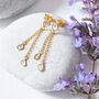 Diamond Slice Gold Plated Silver Chain Drop Earrings, thumbnail 2 of 5