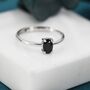Sterling Silver Natural Black Onyx Oval Ring, thumbnail 3 of 10