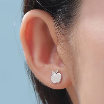 Mismatched Sterling Silver Apple And Pear Stud Earrings, 4 of 12