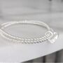 Sterling Silver Double Beaded Stretch Heart Bracelet, thumbnail 6 of 12
