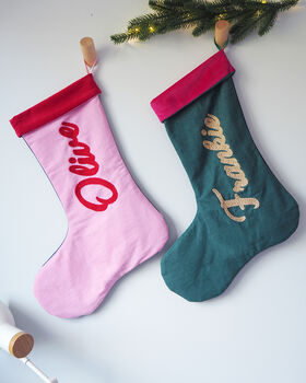 Personalised Cotton And Velvet Christmas Stocking, 6 of 6