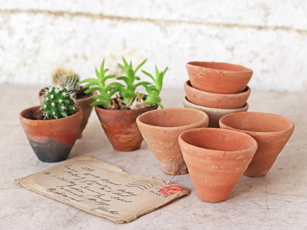 Set Of Three Micro Terracotta Plant Pots, 1 of 3