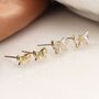 Faux Gold Bows And Crystal Bows Double Stud Earring Set, thumbnail 1 of 3