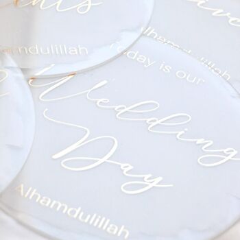 Muslim Couples Milestone Acrylic Plaques White And Gold, 4 of 10