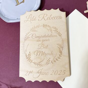 Personalised Bat Mitzvah Wooden Keepsake Gift, 6 of 8