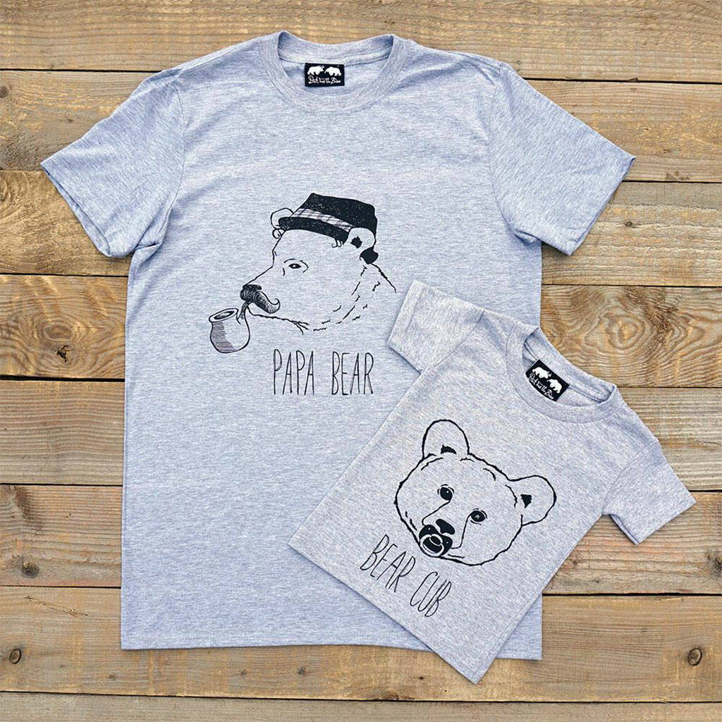 Papa Bear And Cub Organic T Shirt Set, 1 of 6