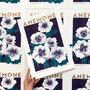 Anemone Floral Illustration Riso Print, thumbnail 1 of 8