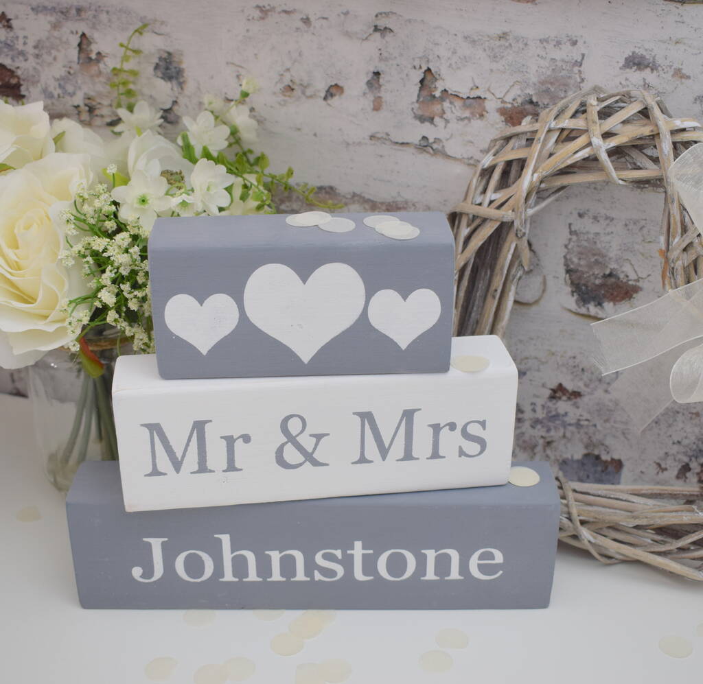 personalised wedding blocks by iredale towers designs