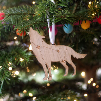 Lupus Wolf Constellation Wooden Christmas Decoration, 4 of 4