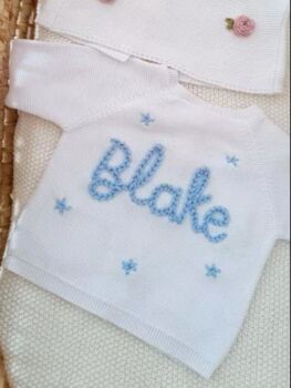 Personalised White Name Cardigan,Baby Gift, 7 of 8