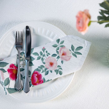 Luxury Linen Like Floral Napkins Rose Garden Natural, 2 of 7