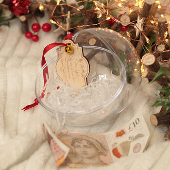 Fillable Fill Your Own Money Holder Christmas Bauble, 3 of 5