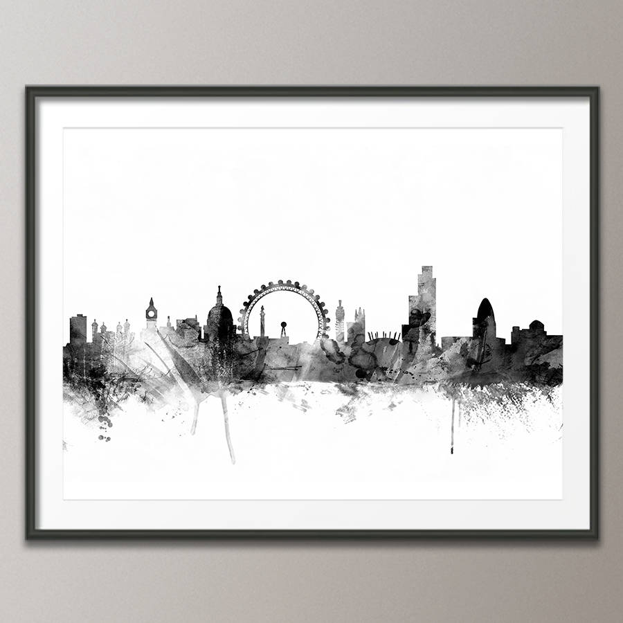 london skyline black and white