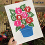 Keep Growing Flower Pot Linocut A4 Print, thumbnail 1 of 11