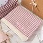 Dusky Rose And Cream Dainty Stripe Baby Blanket, thumbnail 4 of 12