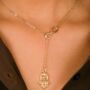 Hamsa Fatima Infinity Interlock Lariat Necklace, thumbnail 1 of 3