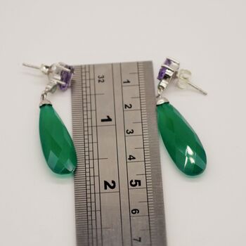 Green Onyx, Emerald, Amethyst Dangle Earrings, 7 of 10