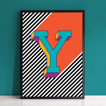 Letter Y Print Alphabet Initial Wall Art, 2 of 2