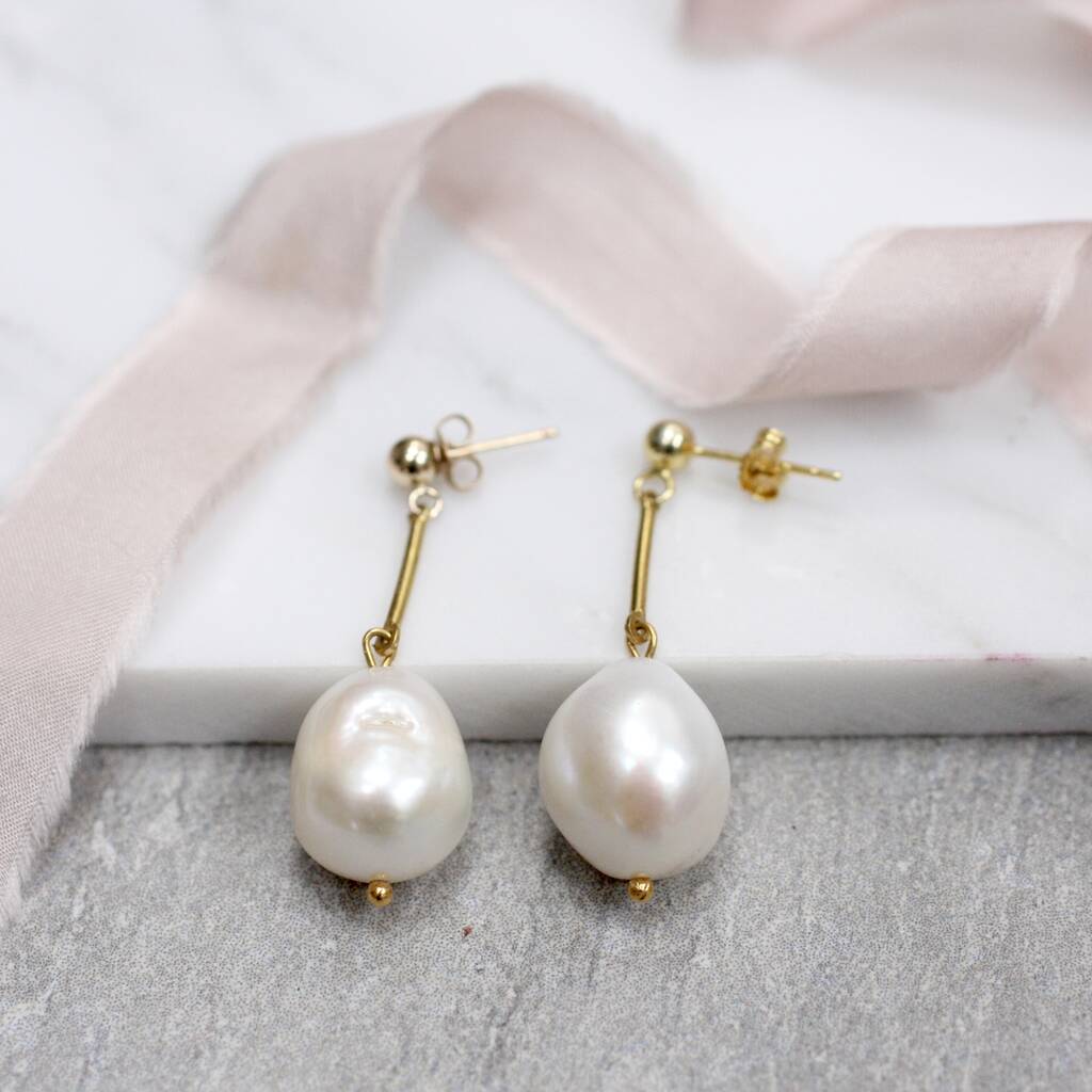 Baroque Pearl Drop Earrings By Magpie Living | notonthehighstreet.com