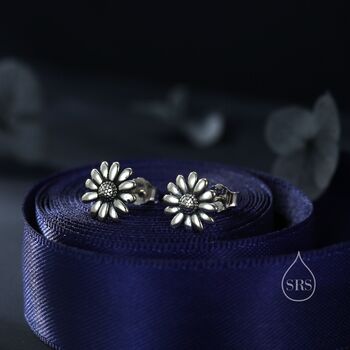 Sterling Silver Tiny Daisy Flower Stud Earrings, 5 of 12