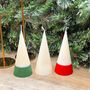 Minimalist Two Tone White Christmas Cone Pillar Candle, thumbnail 1 of 7