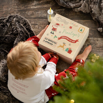 Personalised Children's Santa Christmas Eve Wooden Box, 4 of 10
