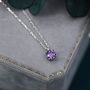 Sterling Silver Amethyst Purple Cz Pendant Necklace, thumbnail 3 of 11