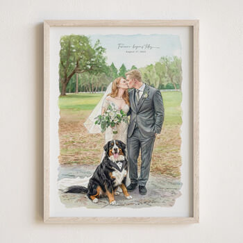 Personalised 1st Anniversary Gift For Her Or Him – Custom Watercolour Couple Portrait From Photo, 5 of 12