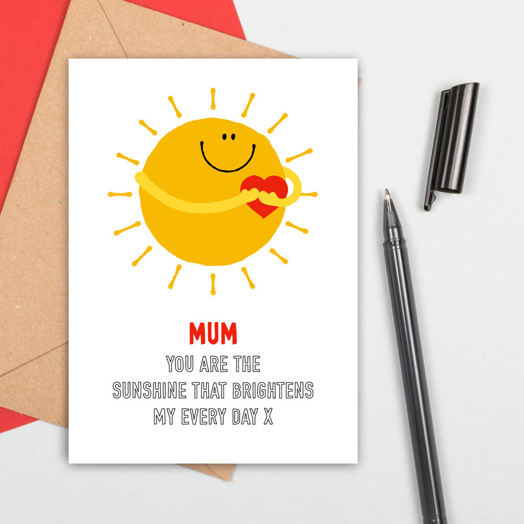 Sunshine Mum Love Card By Adam Regester Design 