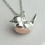 Personalised Tiny Sterling Silver And Rose Gold Robin Necklace, thumbnail 1 of 11