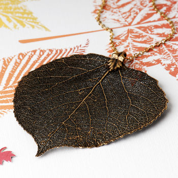 Aspen Real Leaf Necklace Large Size, 3 of 12
