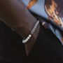 Silver Steel Cuban Chain, Half Pearl Bracelet, thumbnail 8 of 10