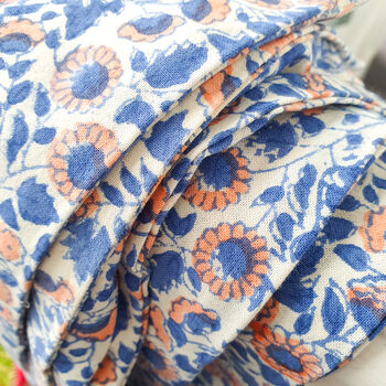 Xl Block Print Tote Bag, Handmade, Blue Coral, 9 of 9