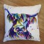 Bright, Fun, Rainbow Moo Cotton Canvas Cushion, thumbnail 1 of 2