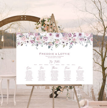 Wedding Table Plan Lilac, Pink And White Florals, 2 of 6